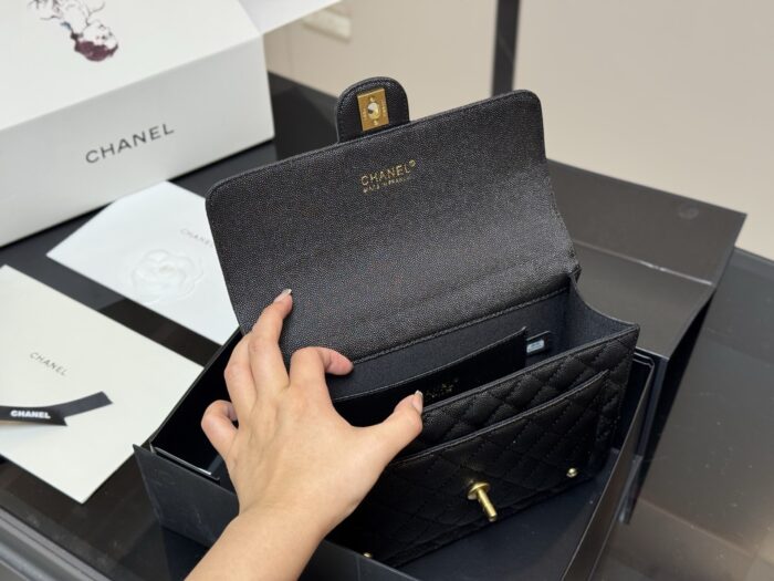 Chanel 25A Atelier Handcrafted Super Cute Backpack Lychee Leather Handle With Chain Strap Can Be Carried By Hand Or Worn Crossbody - Image 4