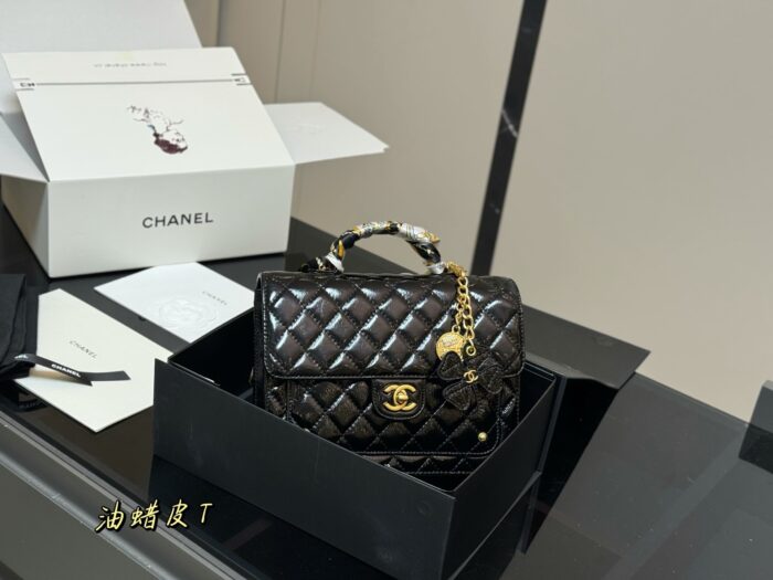 Chanel 25A Atelier Handcrafted Backpack Lychee Leather With Chain Handles Carry By Hand Or Shoulder - Image 1