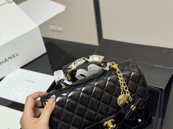 Chanel 25A Atelier Handcrafted Backpack Lychee Leather With Chain Handles Carry By Hand Or Shoulder - Image 3