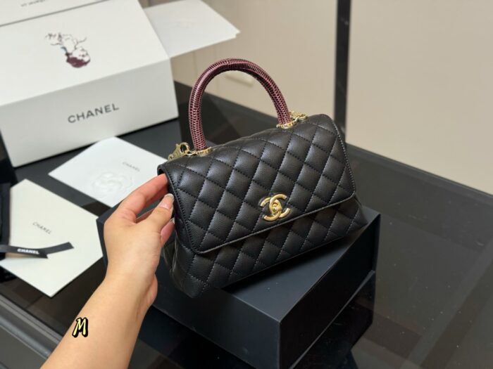 Chanel Coco Handle Handbag Grained Calf Leather Original Gold Hardware - Image 1