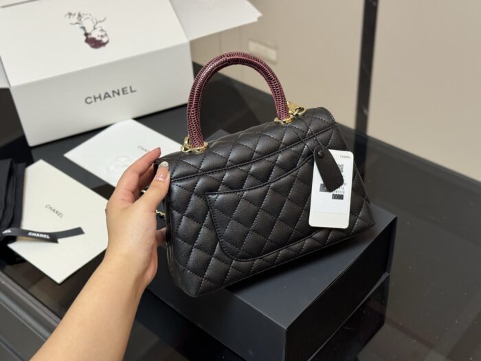 Chanel Coco Handle Handbag Grained Calf Leather Original Gold Hardware - Image 8