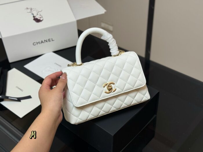 Chanel Coco Handle Handbag Grained Calf Leather Original Gold Hardware - Image 12