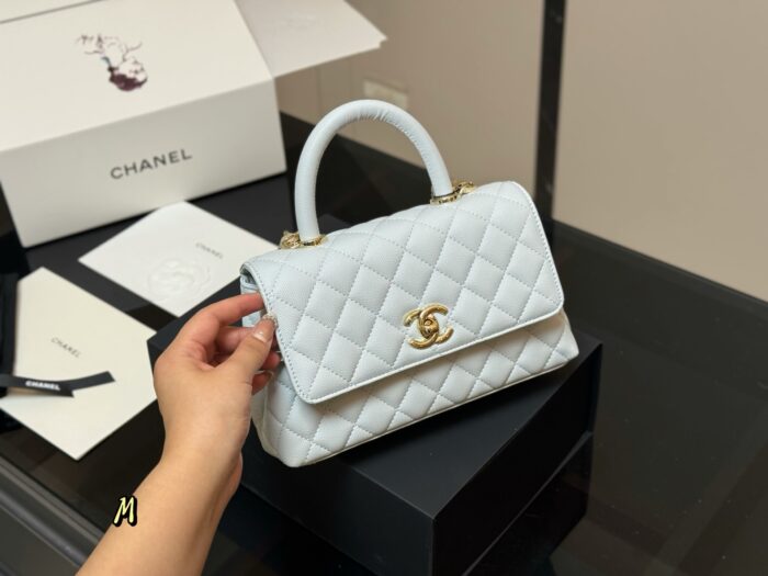 Chanel Coco Handle Handbag Grained Calf Leather Original Gold Hardware - Image 15