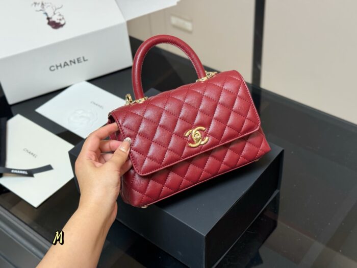 Chanel Coco Handle Handbag Grained Calf Leather Original Gold Hardware - Image 16