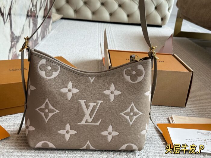 Louis Vuitton Carryall - Elephant Grey/Dune Colour Cowhide Leather Mother-And-Child Bag With Wide Shoulder Strap And Boxed Shopping Bag - Image 9
