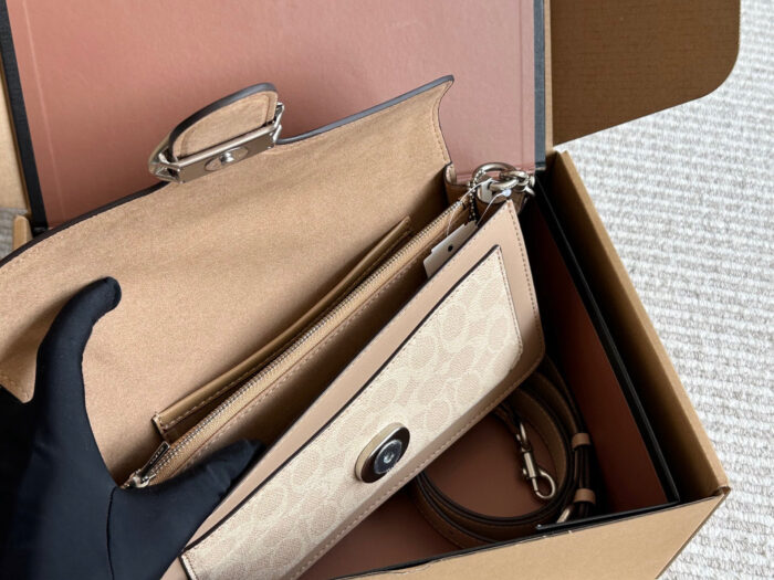 Coach Tabby Replica Cowhide Handbag/Crossbody Bag New Colourway Heavy-Duty Hardware Dual Carry Options Includes Pearl Chain Generous Capacity - Image 7