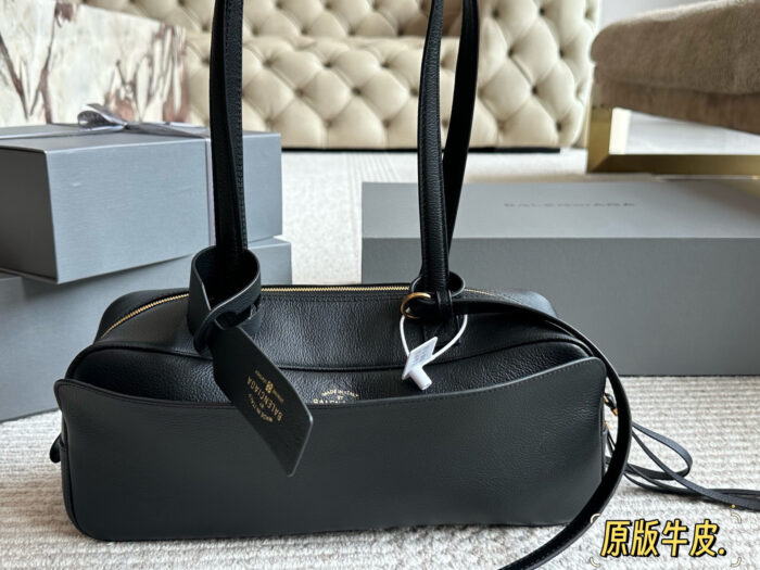 Balenciaga Bowling Series Calfskin Double-Handle Curved Shoulder Bag - Image 4