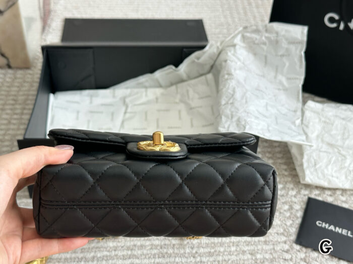 Chanel Square Flap Handbag In Calfskin Leather With Exquisite Handle Design - Image 4