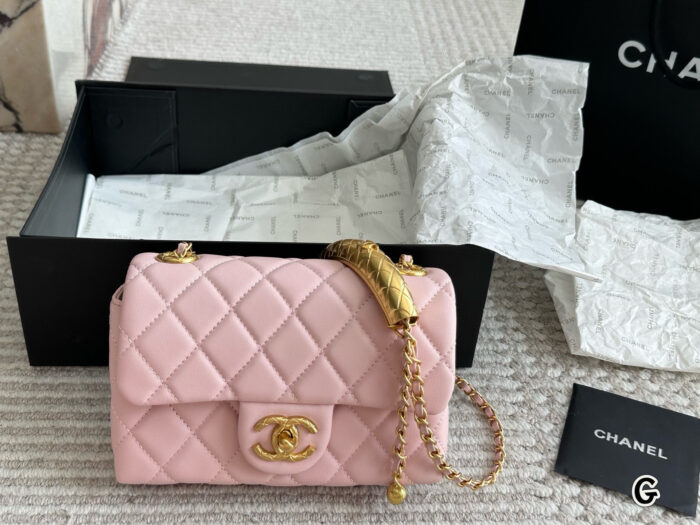Chanel Square Flap Handbag In Calfskin Leather With Exquisite Handle Design - Image 14