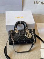 Dior Lady D-Joy Horizontal Diana Bag Architectural Lines Dual Straps For Hand-Carry, Crossbody Or Underarm Elegant And Practical