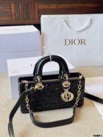 Dior Lady D-Joy Horizontal Diana Bag Architectural Lines Dual Straps For Hand-Carry, Crossbody Or Underarm Elegant And Practical - Image 2