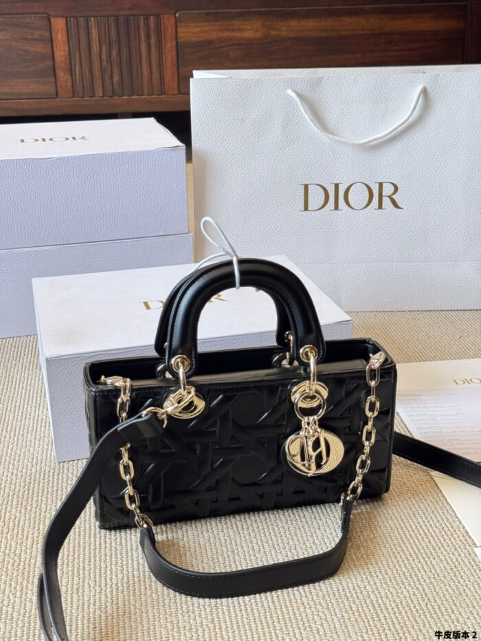 Dior Lady D-Joy Horizontal Diana Bag Architectural Lines Dual Straps For Hand-Carry, Crossbody Or Underarm Elegant And Practical - Image 2