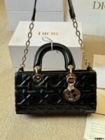 Dior Lady D-Joy Horizontal Diana Bag Architectural Lines Dual Straps For Hand-Carry, Crossbody Or Underarm Elegant And Practical - Image 4