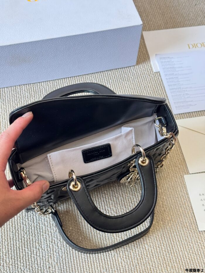 Dior Lady D-Joy Horizontal Diana Bag Architectural Lines Dual Straps For Hand-Carry, Crossbody Or Underarm Elegant And Practical - Image 10