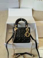 Dior Lady Lambskin Handbag Exquisite Lady-Like Style Stunning Hardware Adjustable Shoulder Strap - Image 3