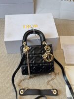 Dior Lady Lambskin Handbag Exquisite Lady-Like Style Stunning Hardware Adjustable Shoulder Strap - Image 5