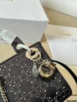 Dior Lady Dior 3-Compartment Silk-Lined Rhinestone-Embellished Satin Bag With Diamond-Patterned Quilting - Image 4