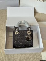 Dior Lady Dior 3-Compartment Silk-Lined Rhinestone-Embellished Satin Bag With Diamond-Patterned Quilting - Image 6