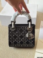 Dior Lady Dior 3-Compartment Silk-Lined Rhinestone-Embellished Satin Bag With Diamond-Patterned Quilting - Image 7