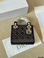 Dior Lady Dior 3-Compartment Silk-Lined Rhinestone-Embellished Satin Bag With Diamond-Patterned Quilting - Image 8