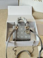 Dior Lady Dior 3-Compartment Silk Hot-Stamped Rhinestone Satin Bag Diamond Diamond-Patterned High-End Version