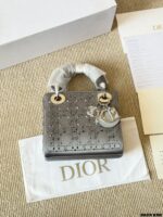 Dior Lady Dior 3-Compartment Silk Hot-Stamped Rhinestone Satin Bag Diamond Diamond-Patterned High-End Version - Image 5
