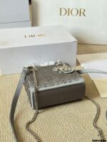 Dior Lady Dior 3-Compartment Silk Hot-Stamped Rhinestone Satin Bag Diamond Diamond-Patterned High-End Version - Image 7