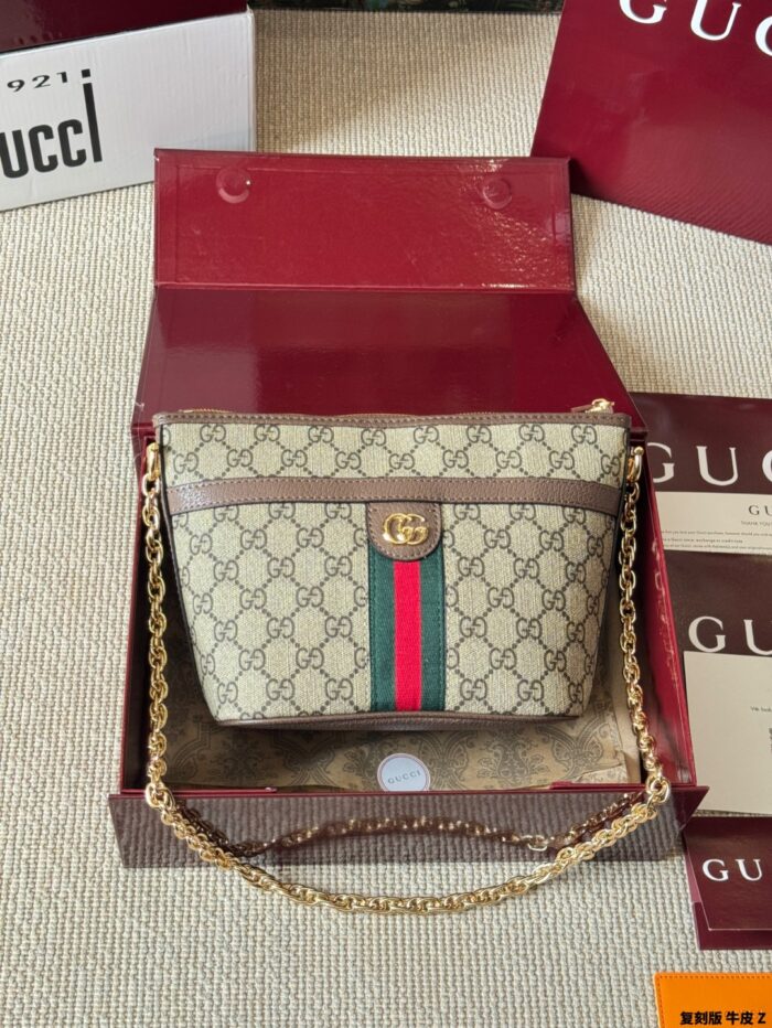 Gucci Ophidia Mini Chain Bag - Replica Edition Cowhide Leather Gg Supreme Canvas - Image 1