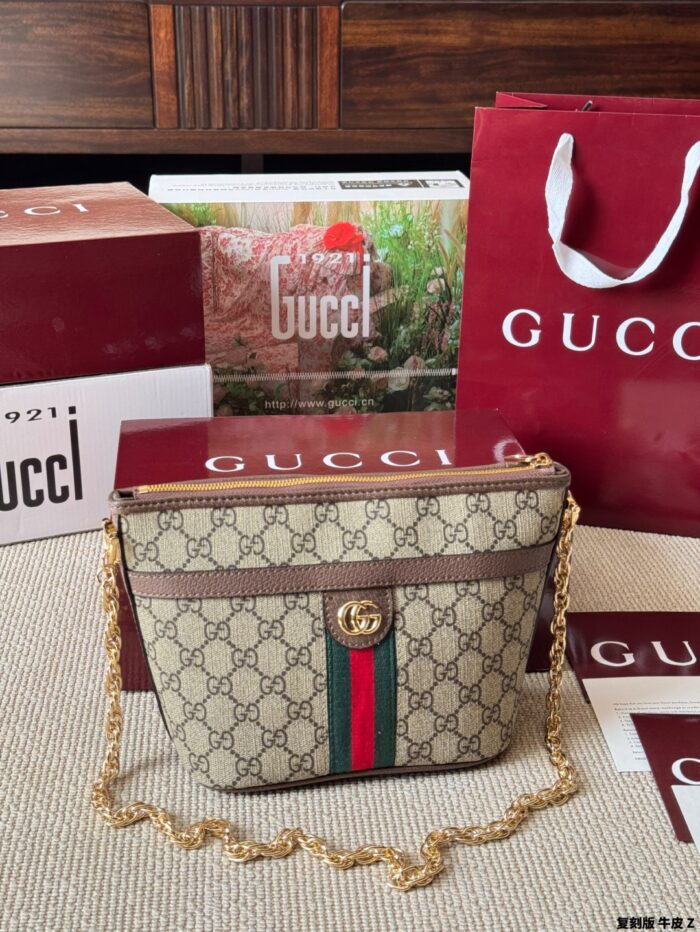Gucci Ophidia Mini Chain Bag - Replica Edition Cowhide Leather Gg Supreme Canvas - Image 3