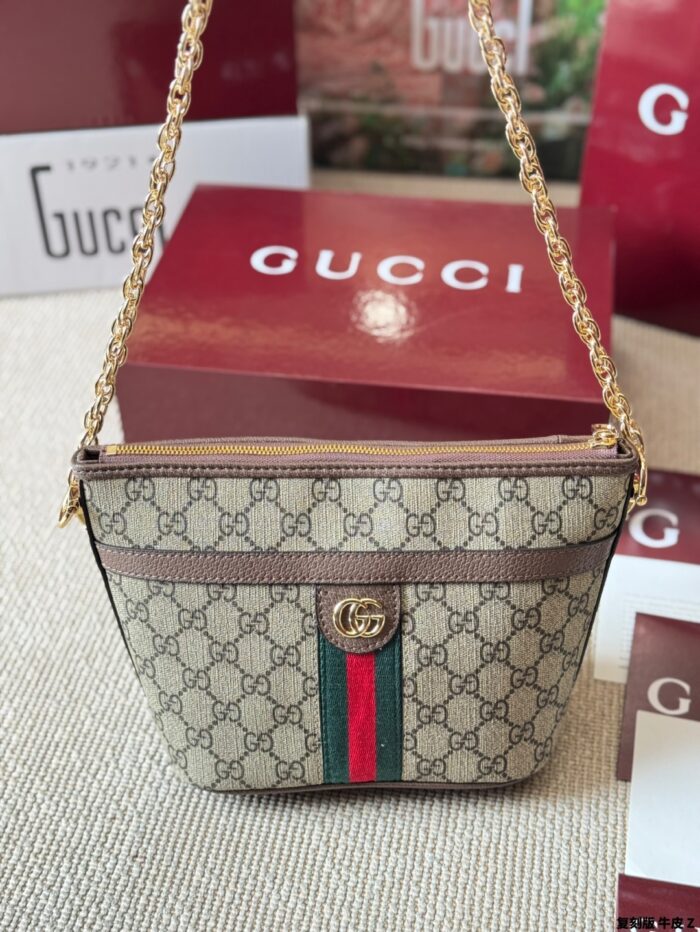Gucci Ophidia Mini Chain Bag - Replica Edition Cowhide Leather Gg Supreme Canvas - Image 5