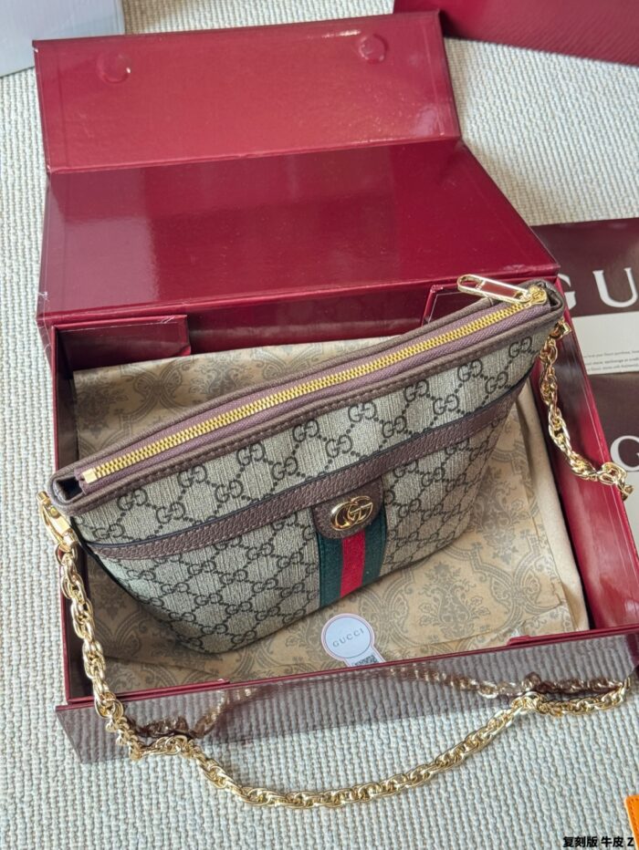 Gucci Ophidia Mini Chain Bag - Replica Edition Cowhide Leather Gg Supreme Canvas - Image 7
