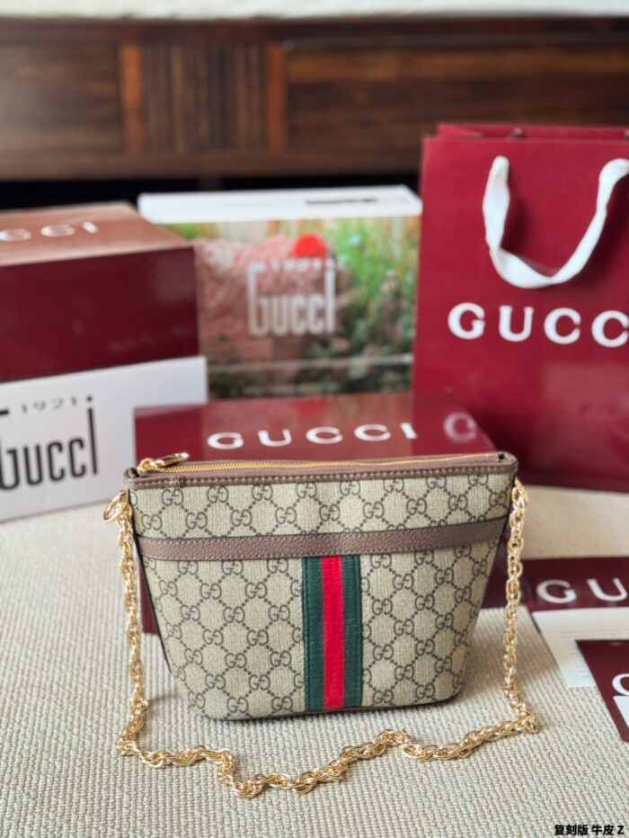 Gucci Ophidia Mini Chain Bag - Replica Edition Cowhide Leather Gg Supreme Canvas - Image 8
