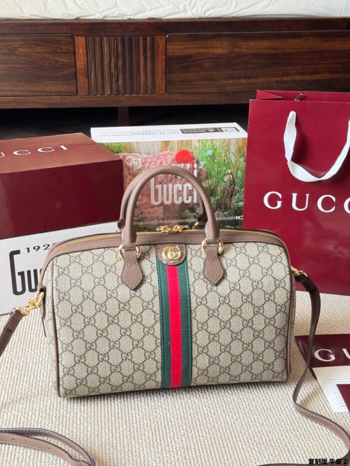 Gucci Ophidia Replica Cowhide Boston Barrel Bag Chain Bag Retro Charm Exquisite Hardware Original Lining - Image 2
