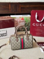 Gucci Ophidia Replica Cowhide Boston Barrel Bag Chain Bag Retro Charm Exquisite Hardware Original Lining - Image 3