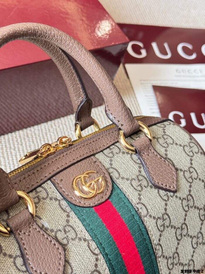 Gucci Ophidia Replica Cowhide Boston Barrel Bag Chain Bag Retro Charm Exquisite Hardware Original Lining - Image 5