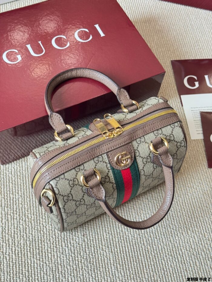 Gucci Ophidia Replica Cowhide Boston Barrel Bag Chain Bag Retro Charm Exquisite Hardware Original Lining - Image 6