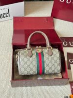 Gucci Ophidia Replica Cowhide Boston Barrel Bag Chain Bag Retro Charm Exquisite Hardware Original Lining - Image 7