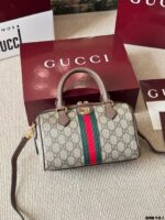 Gucci Ophidia Replica Cowhide Boston Barrel Bag Chain Bag Retro Charm Exquisite Hardware Original Lining - Image 8
