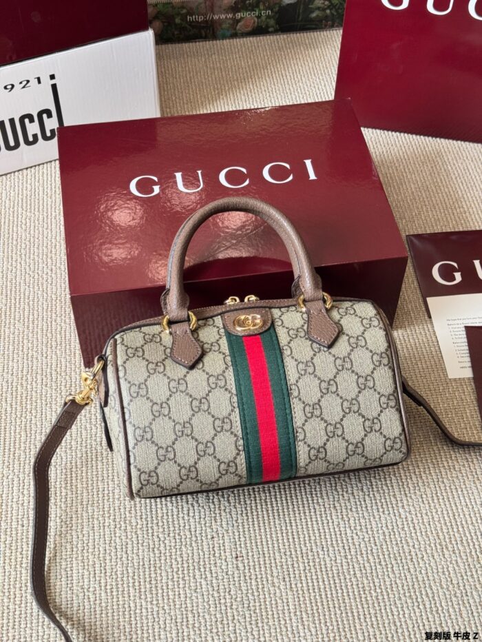 Gucci Ophidia Replica Cowhide Boston Barrel Bag Chain Bag Retro Charm Exquisite Hardware Original Lining - Image 8