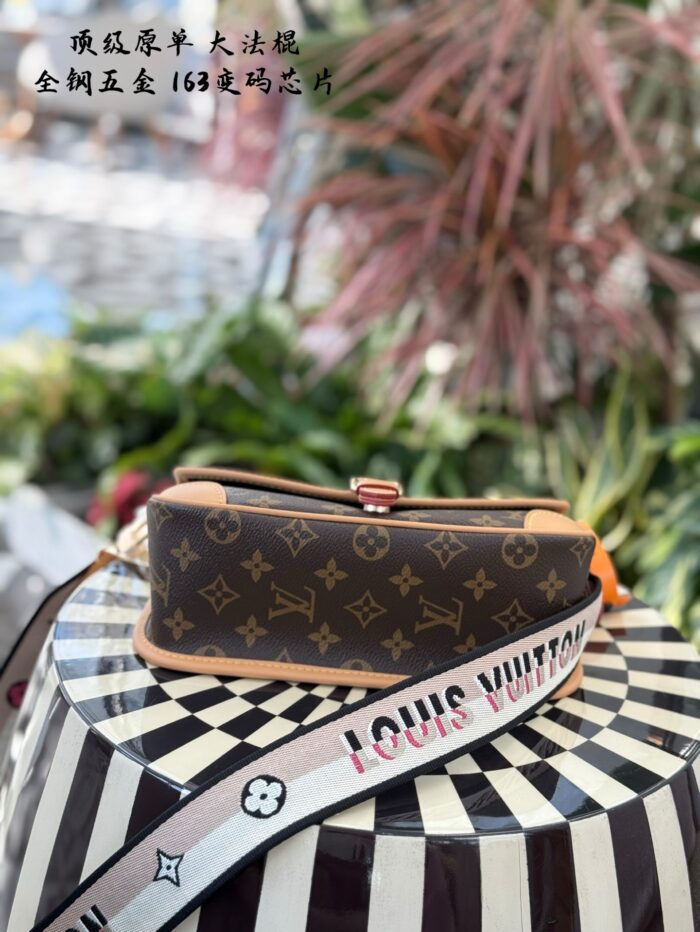 Louis Vuitton Diane Monogram Bag Runway Style Shoulder Crossbody Underarm Bag Floral Embroidered Shoulder Strap Full Steel Hardware Removable Shoulder Strap Complete Packaging - Image 5