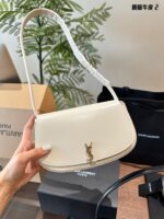 Yves Saint Laurent Voltaire Mini Black Leather Underarm Bag Retro Oval Flap Buckle Box Leather - Image 2