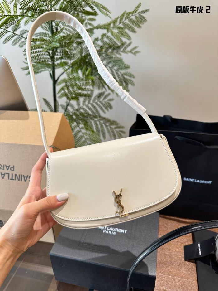 Yves Saint Laurent Voltaire Mini Black Leather Underarm Bag Retro Oval Flap Buckle Box Leather - Image 2