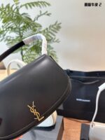 Yves Saint Laurent Voltaire Mini Black Leather Underarm Bag Retro Oval Flap Buckle Box Leather - Image 5