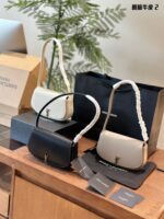 Yves Saint Laurent Voltaire Mini Black Leather Underarm Bag Retro Oval Flap Buckle Box Leather - Image 9