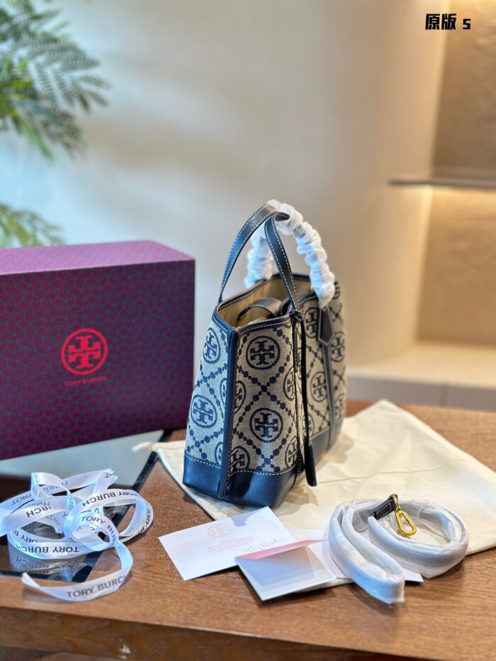 Tory Burch Perry Monogram Small Jacquard Tote Bag Multiple Compartments, Easy To Clean - Image 3