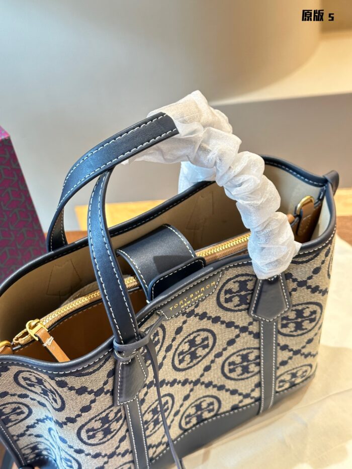 Tory Burch Perry Monogram Small Jacquard Tote Bag Multiple Compartments, Easy To Clean - Image 7