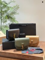Saint Laurent Kaia Calfskin Leather Gold Buckle Crossbody Shoulder Bag Mini Black Fine Leather Texture, High-Quality Hardware Finish, Versatile Styling