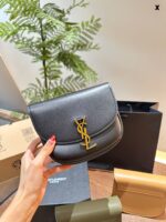 Saint Laurent Kaia Calfskin Leather Gold Buckle Crossbody Shoulder Bag Mini Black Fine Leather Texture, High-Quality Hardware Finish, Versatile Styling - Image 7
