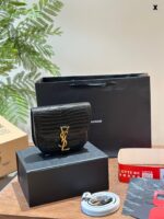 Saint Laurent Kaia Calfskin Gold Buckle Crossbody Shoulder Bag Mini Black Fine Leather, Charming Silhouette - Image 2