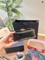 Saint Laurent Kaia Calfskin Gold Buckle Crossbody Shoulder Bag Mini Black Fine Leather, Charming Silhouette - Image 5